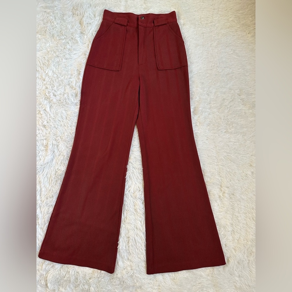 Free People Flare Wide-Leg Pants High Rise Wine Y2K Size 2 Woman’s - Picture 2 of 11